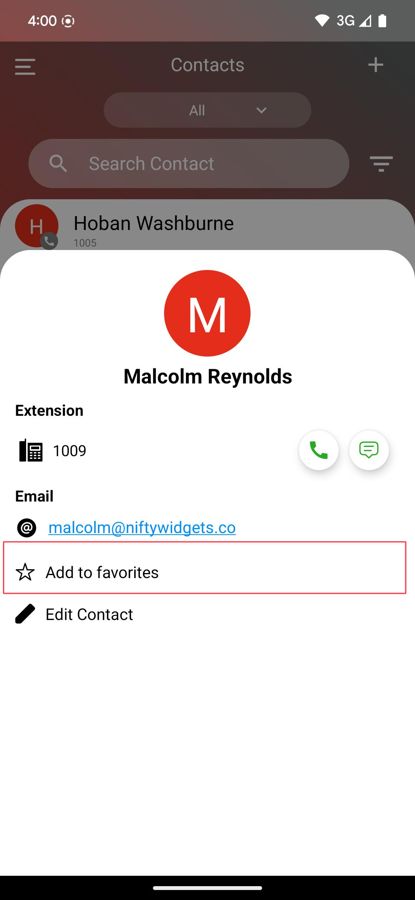 CloudieConnect contact details with Add to favorites
